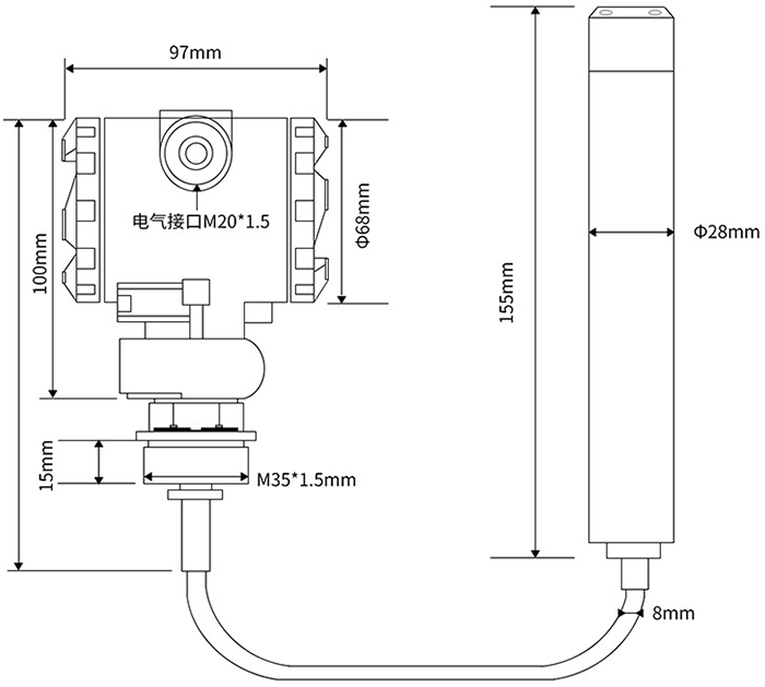 礦用液位變送器外形尺寸圖