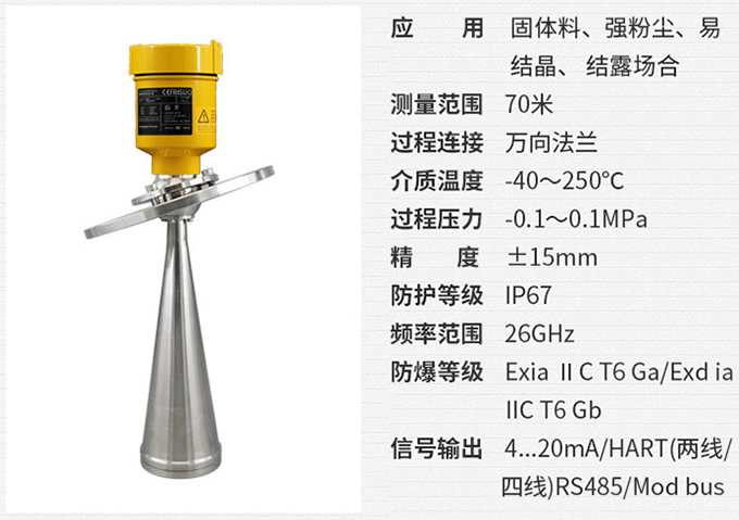 衛(wèi)生型雷達液位計RD706技術參數(shù)表圖