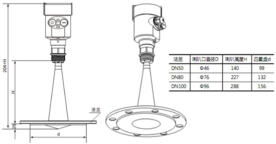 80G雷達料位計RD709外形尺寸圖