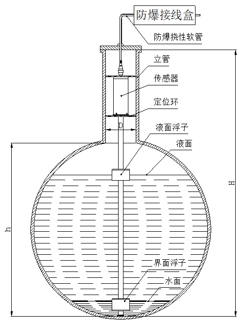 遠(yuǎn)傳磁致伸縮液位計定位環(huán)安裝圖