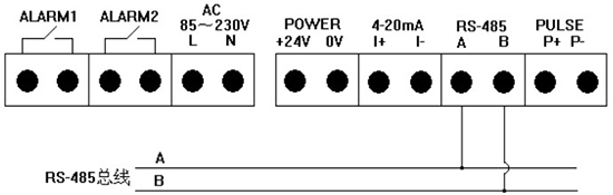 小流量氣體質(zhì)量流量計(jì)RS-485通訊接線(xiàn)圖